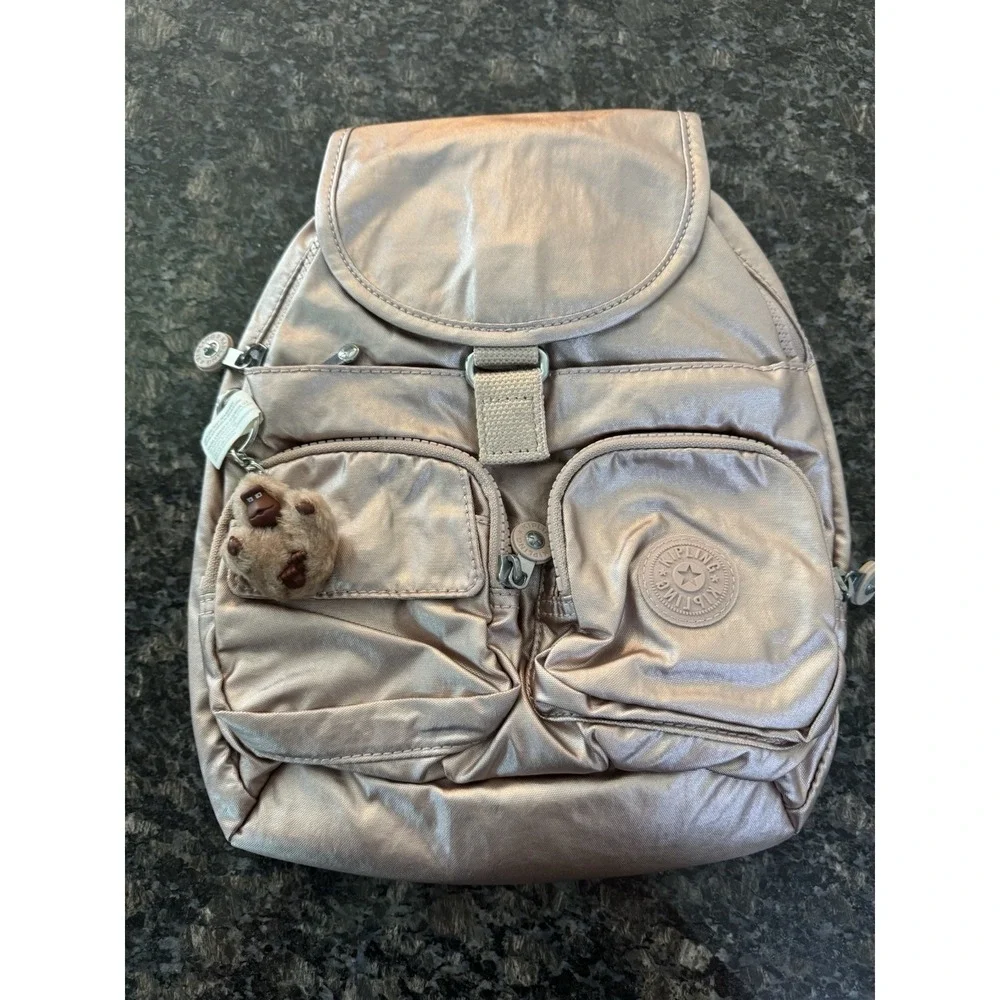 NWT‎ Kipling BP4030 Lovebug Travel Small Backpack Polyamide Quartz Metallic $109